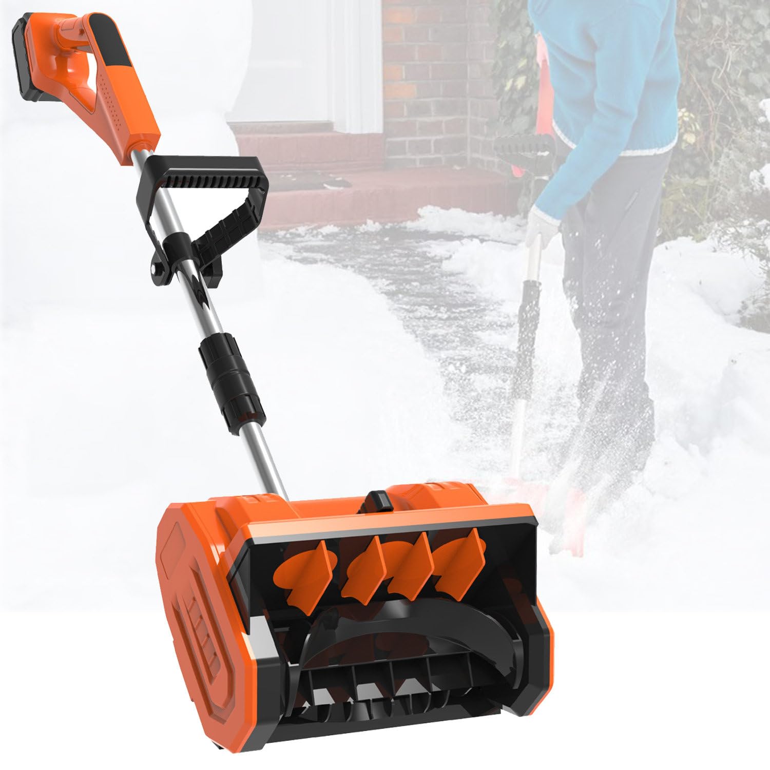 Spazzaneve elettrico portatile senza fili con manico ausiliario, batteria e caricabatterie per una rimozione efficiente della neve