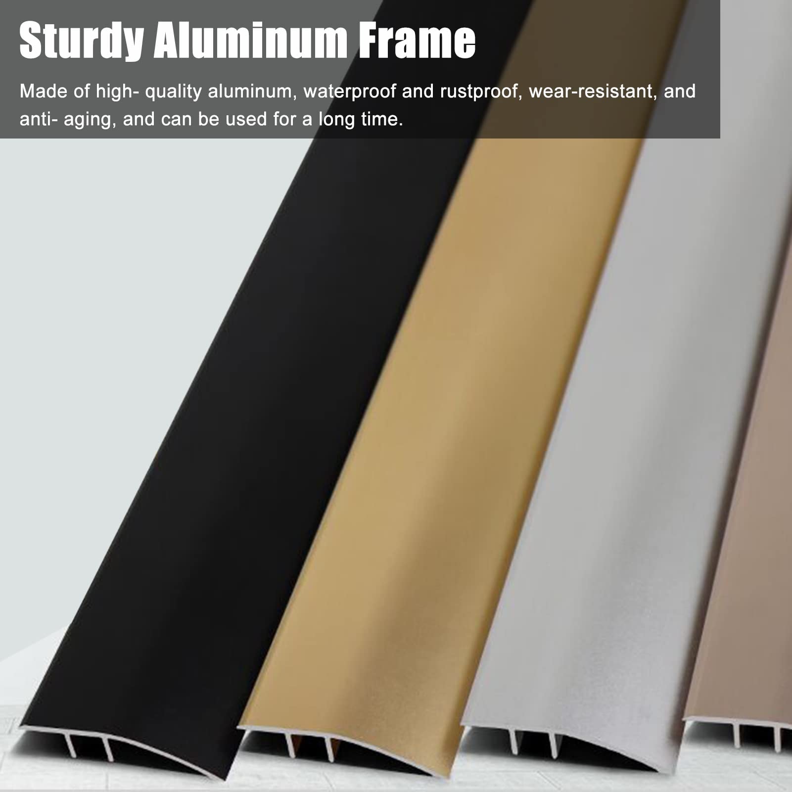 Barre de jonction de sol stratifié léger for entrée, bande de transition de sol en aluminium for le bois au tapis, garniture/rampe de tapis(Gold,130cm/51.2in)