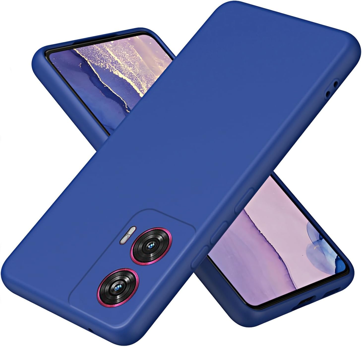 Zubitech Motorola Edge 50 Fusion Slim Ultra Soft Rubberised Back Cover | Inner Velvet Fabric Lining | Matte Silicone Flexible Camera Protection Back Case for Moto Edge 50 Fusion (Blue)