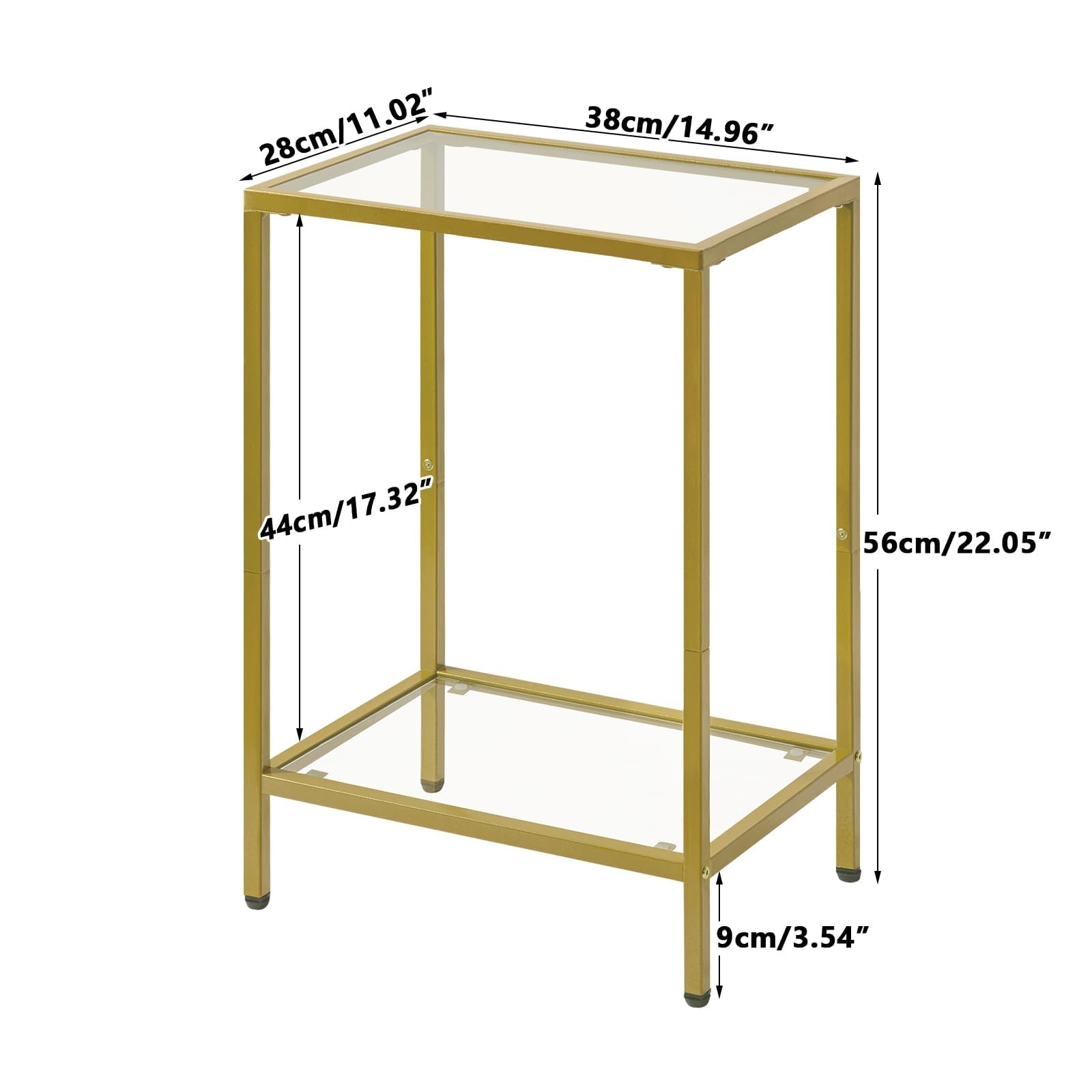 YMYNY Tavolino d’Appoggio, Tavolini Bassi, Tavolino Porta Telefono, Tavolino Lato Divano, Comodino Porta Lampada, per Studio Ufficio Corridoio Soggiorno, 38×28×56CM Dorato HGD002G