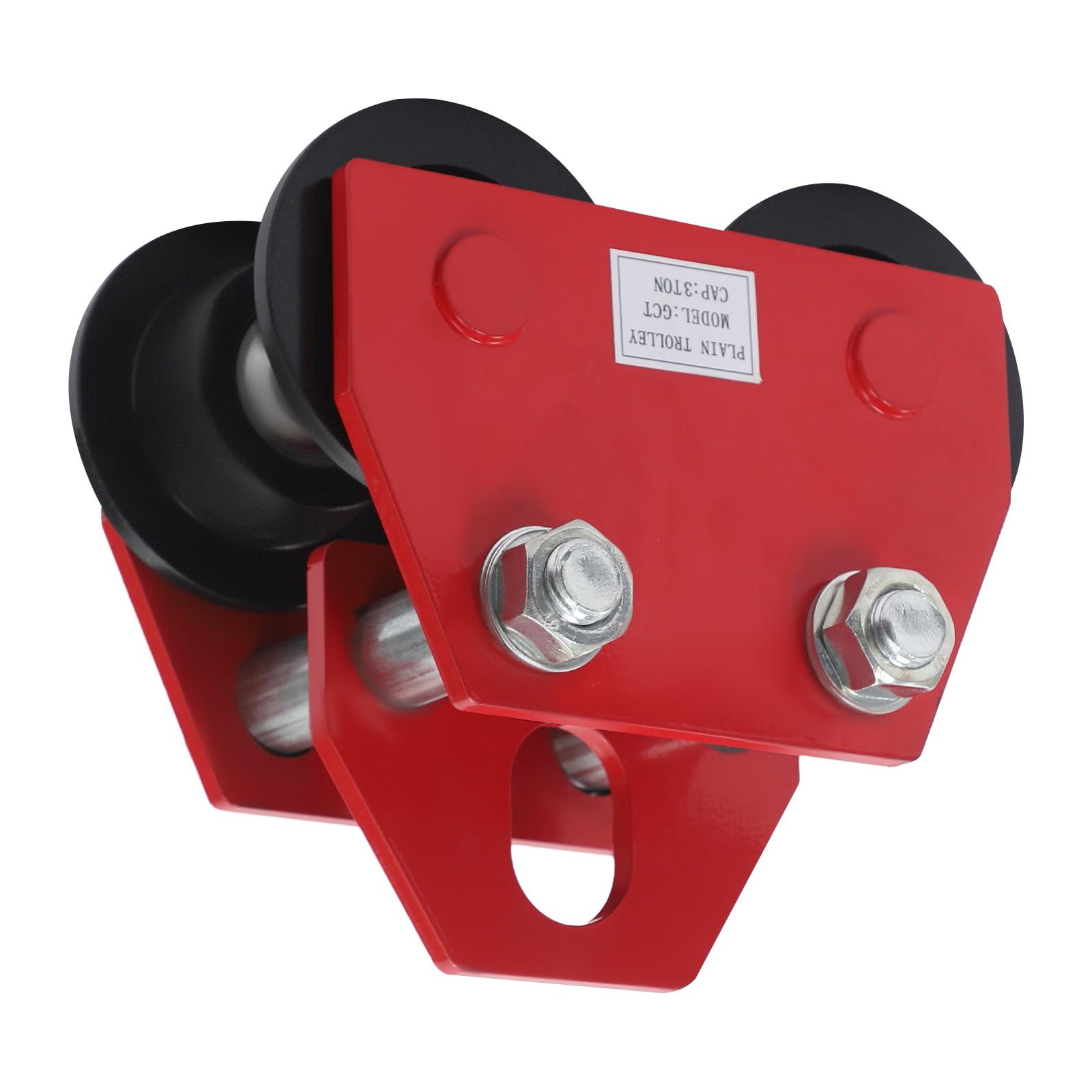 3 Ton Manual Beam Trolley Heavy Duty I Beam Roller Sliding Trolley for Workshop Warehouse Industrial Track Lifting 6613 lbs Capacity Red Black