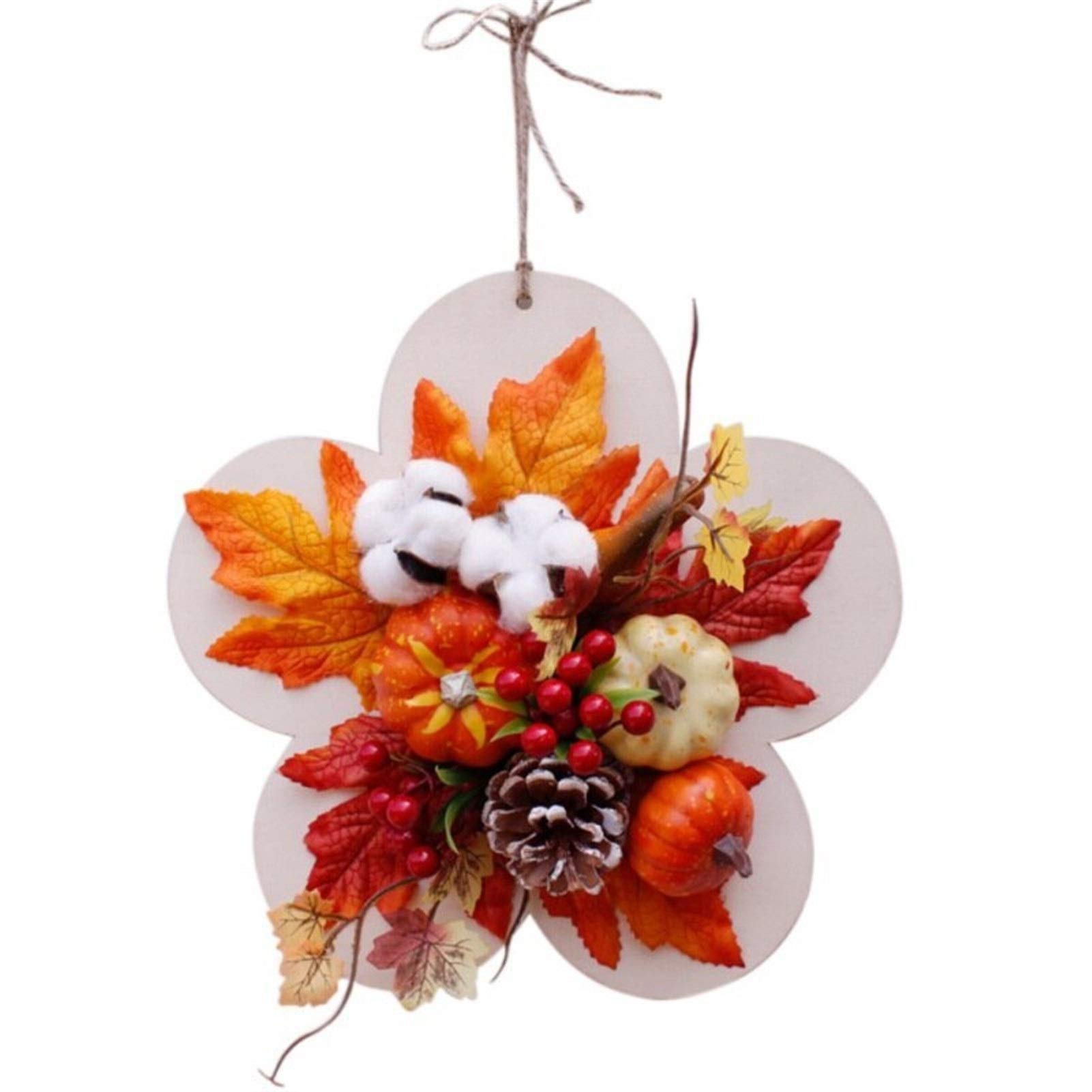 Guirlande de fleurs de Noël et Thanksgiving de forme ronde avec roses roses artificielles de 40cm