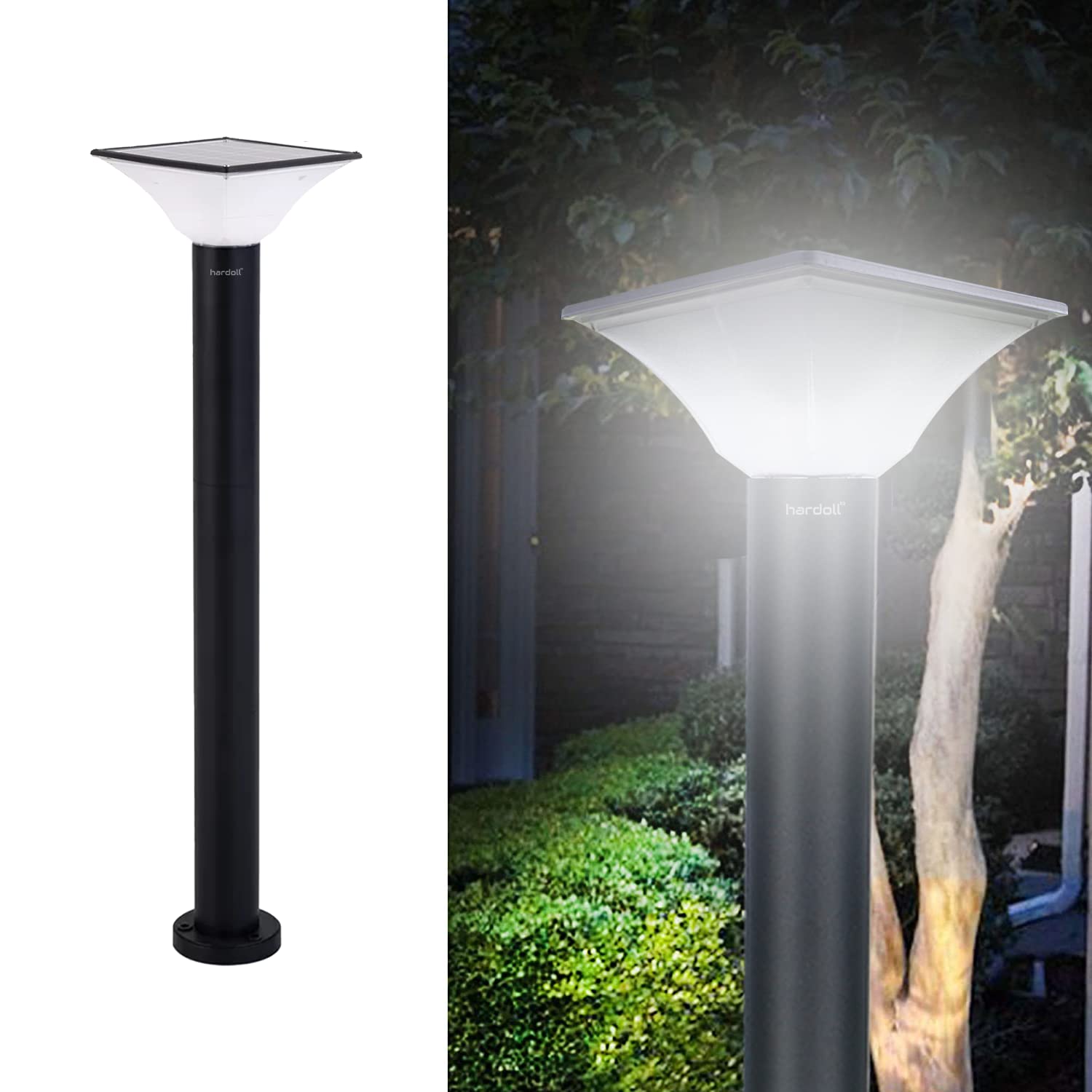 hardoll Aluminium 10W Solar Lights For Home Outdoor Garden 20 Led Waterproof Pillar Wall Gate Post Lamp With Pole(Square Shape-Pack Of 1)