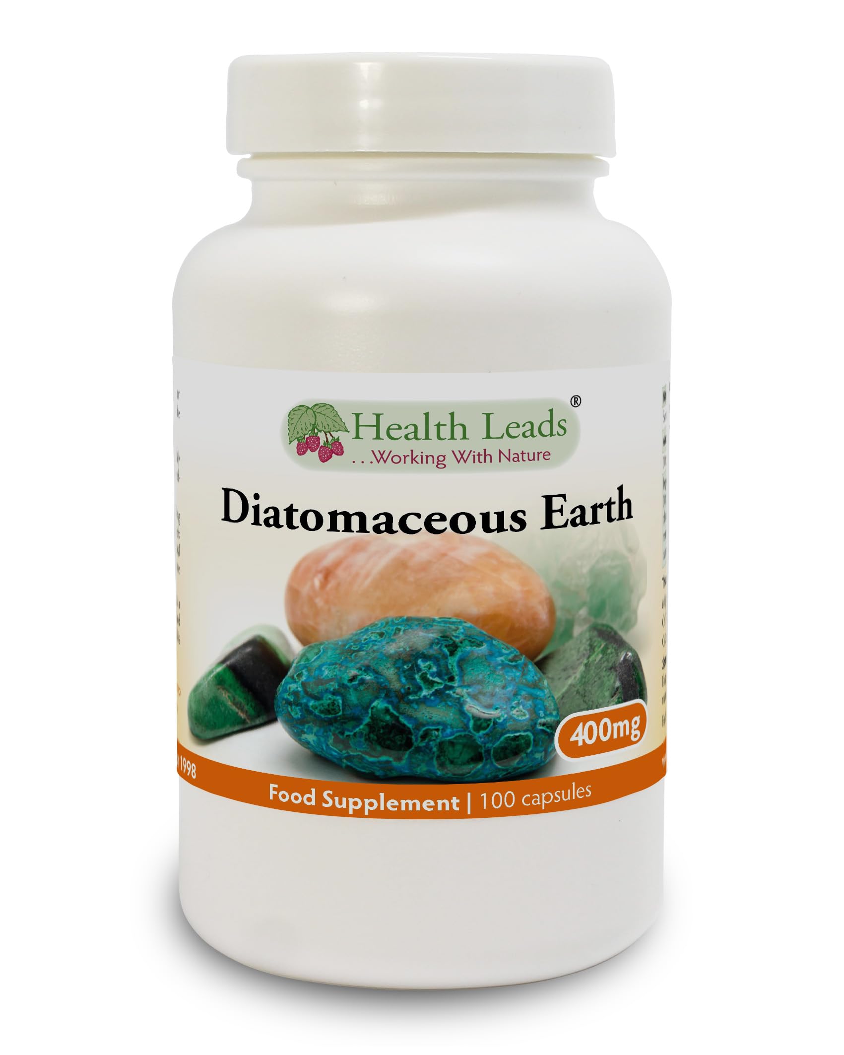 Health Leads Diatomaceous Earth 450mg x 100 Capsules (Pure Fresh Water Sourced Food Grade) Natural Amorphous Silica