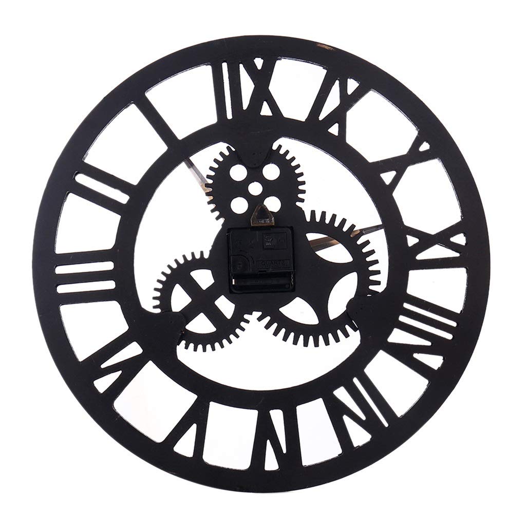 Reloj de pared grande de metal Números romanos Engranaje Reloj de pared Estilo americano Viento industrial Movimiento silencioso de madera Relojes de pared para cafetería Loft Bar del hotel Oficina Sa