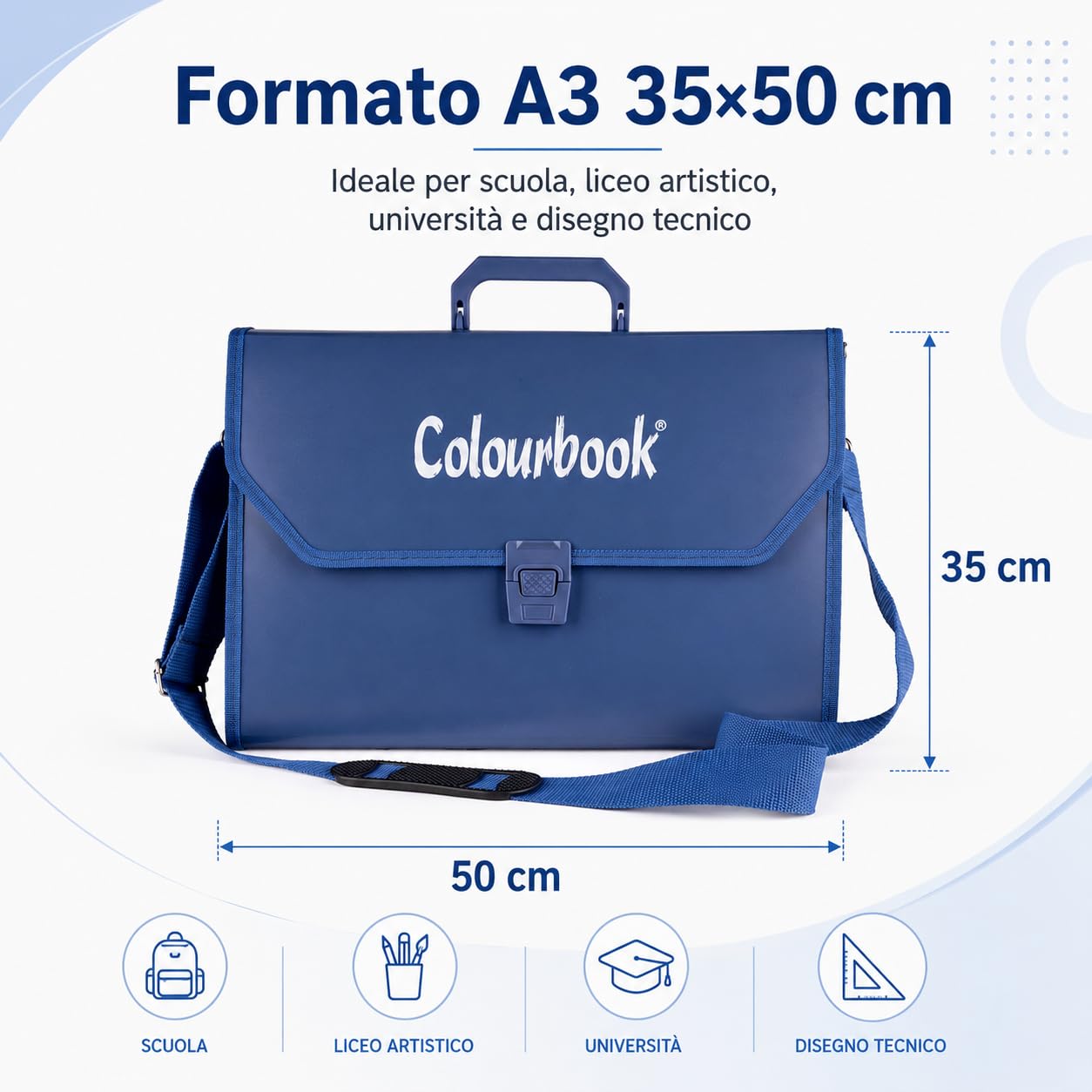 Colourbook Valigetta Portadisegni A3 35x50 cm Impermeabile Leggera Made in Italy