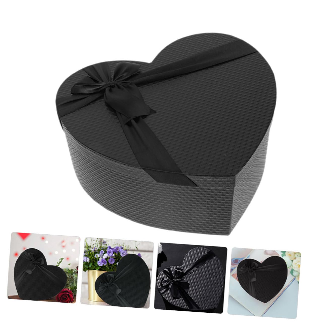 Warmhm 2stücke Herzförmige Geschenkbox aus Schwarzem Papier für Valentinstag und Geburtstage Handgefertigt Elegante Verpackung für Pralinen und Kleine Geschenke