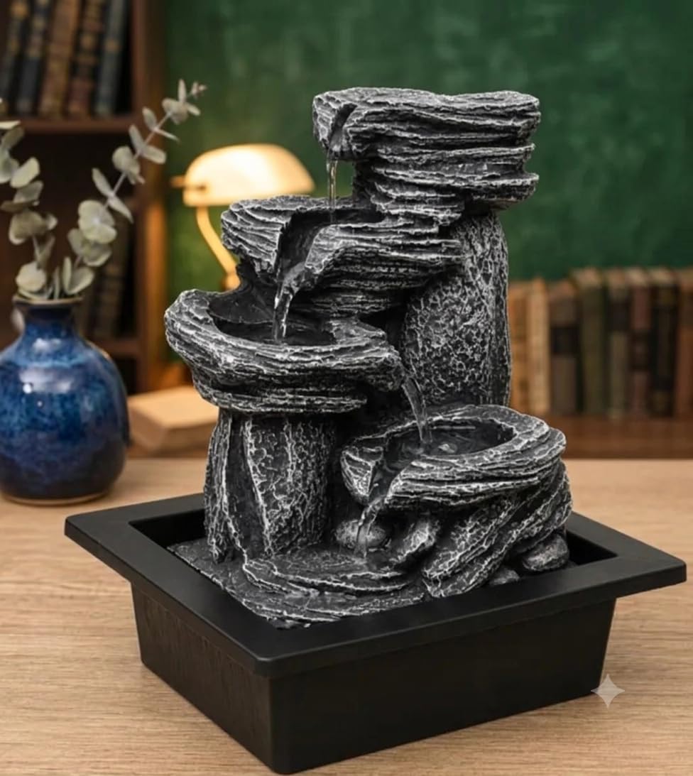 10 inch Stone Fountain for Indoor Home Decor | Resin with marble dust-image-12