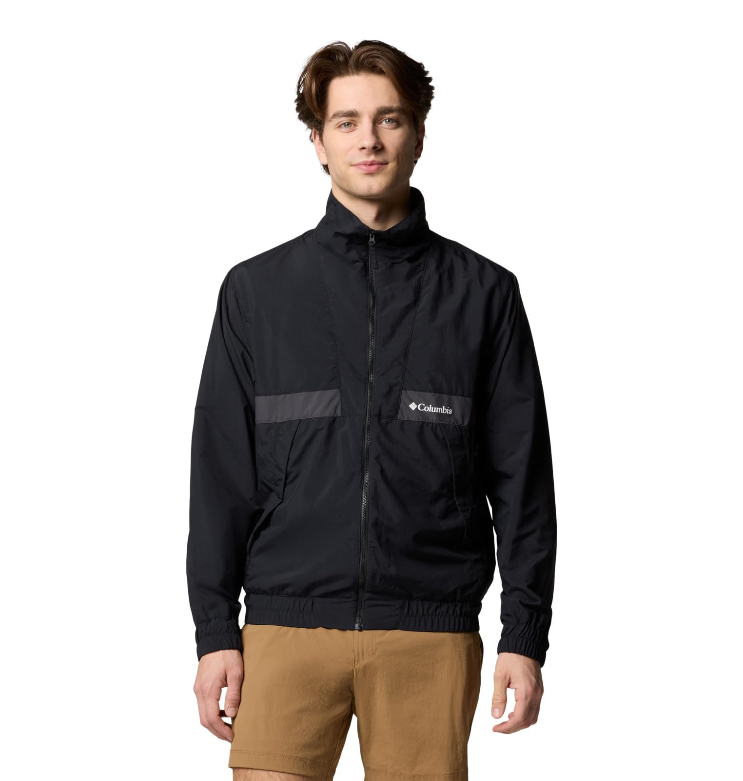Columbia Men's Black/Shark Spire Valley Windbreaker, Medium