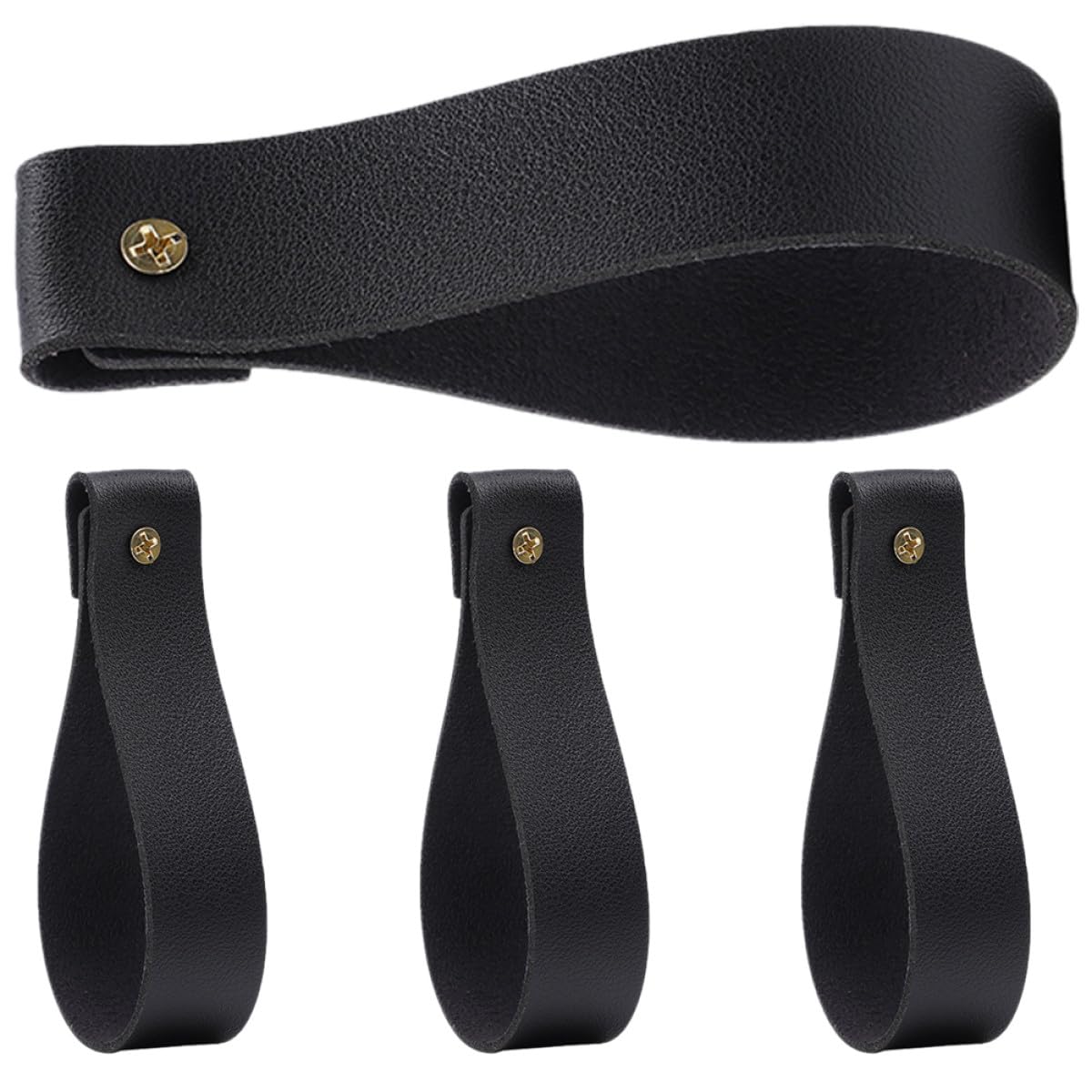 Beavorty Pu Gardinenstangenbänder im Boho Stil in Schwarz aus Leder 4 Stück Langlebige Wandhalterung für Badezimmer und Küche