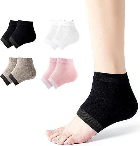Miniatura 7 de Calcetines de gel hidratantes para reparar talones agrietados, calcetines de silicona con punta abierta para piel seca para spa, cuidado nocturno de