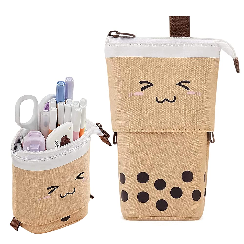 HIQE-FL Estuche para Lápices de Lona,Papelería Adolescentes,Telescópica Estuche para Lápices,Bolsa de Lona con Cremallera,Estuche Vertical Lapices (K)