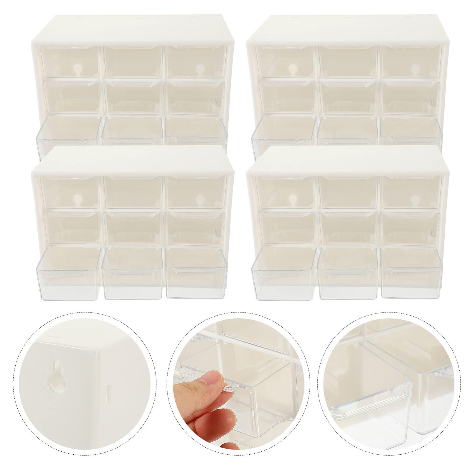 Boîte à Tiroirs à Perles Compartimentée en Plastique Beige, Lot de 4