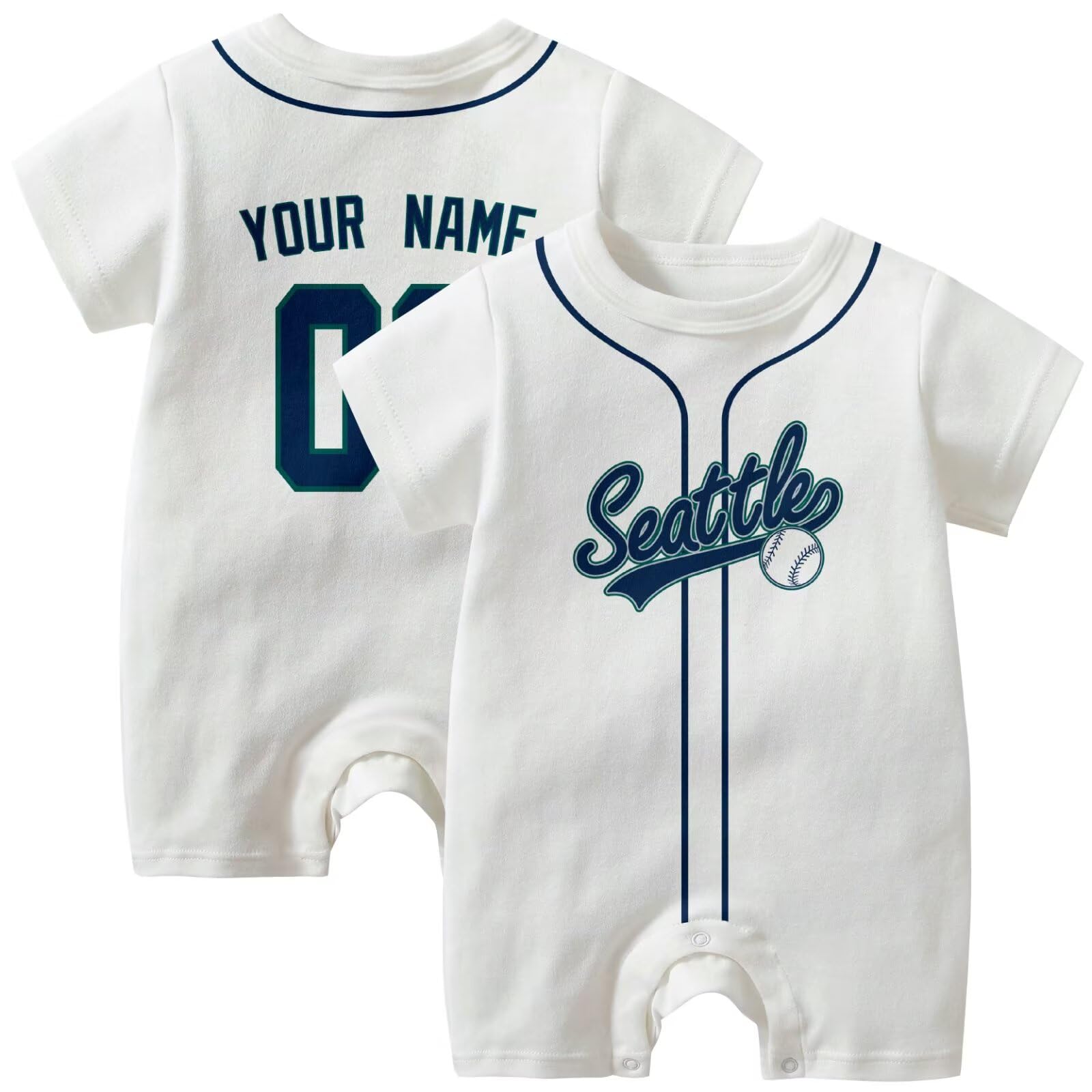 KREDE Baby Clothes Unisex White Bodysuit Rompers Custom Name Number for Baby Boys