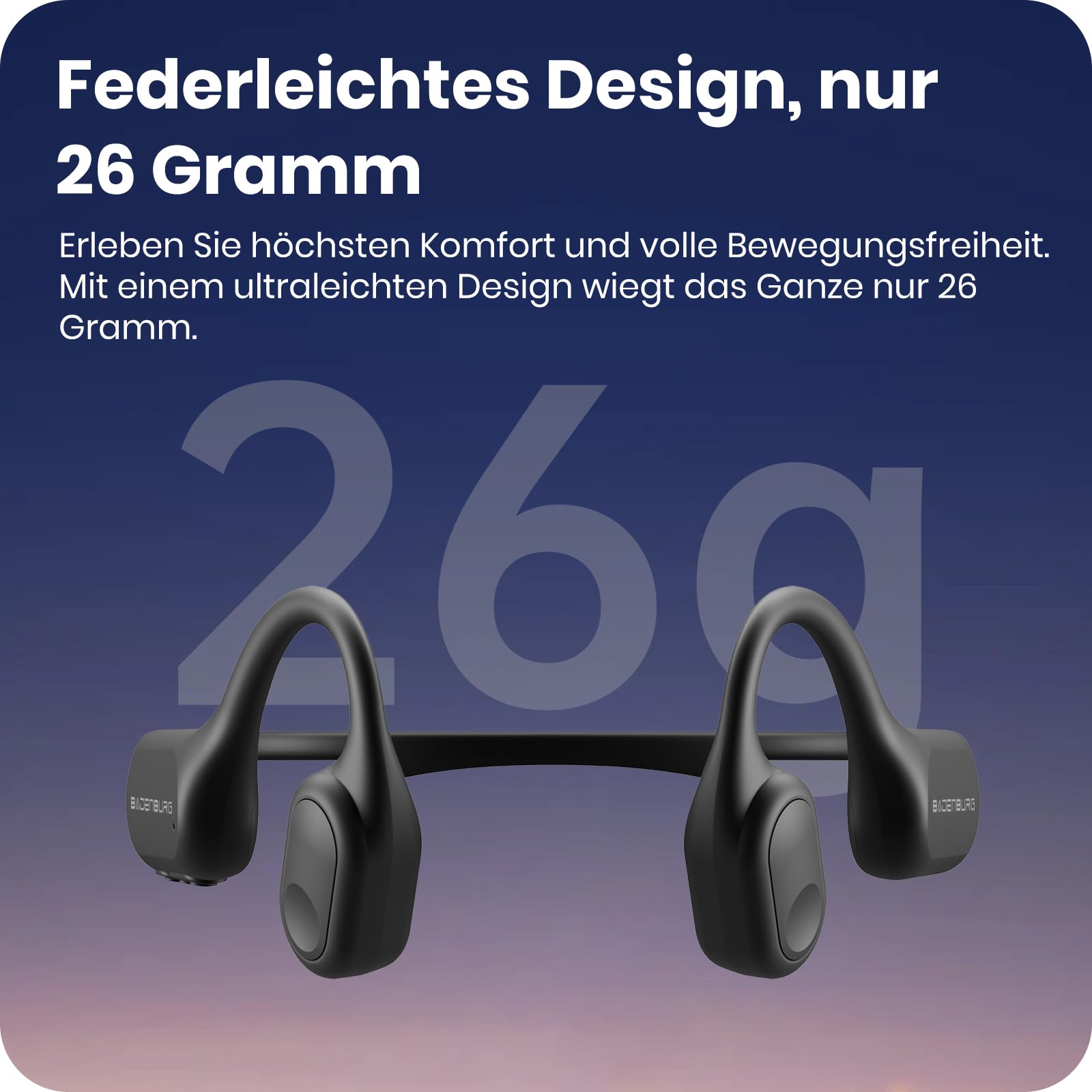 S4 Knochenschall Schwimmen&Tauchen Kopfhörer,IP68 20m TÜV Wasserdicht,Bluetooth 6.0+32GB MP3 Modus,Open Ear Sport Kopfhörer,15h Spielzeit,Ultraleicht 26g,Für Schwimmen,Laufen,Radfahren