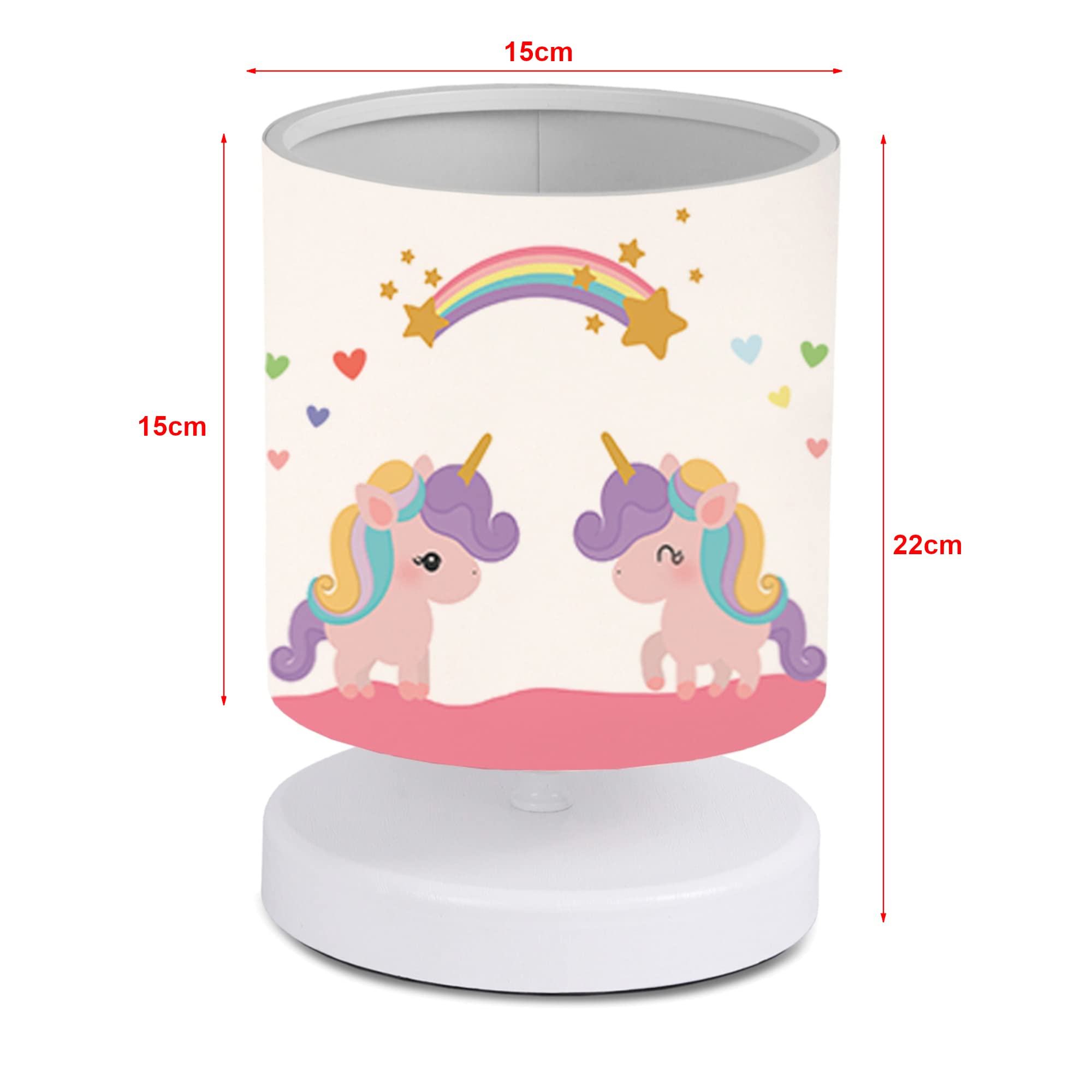 lux.pro Lámpara de Mesa Infantil con Motivo de Unicornio Lámpara de Noche para Niños 1xE14 20 W MDF/Tela/Plástico 22 x Ø 15 cm Blanco/Multicolor