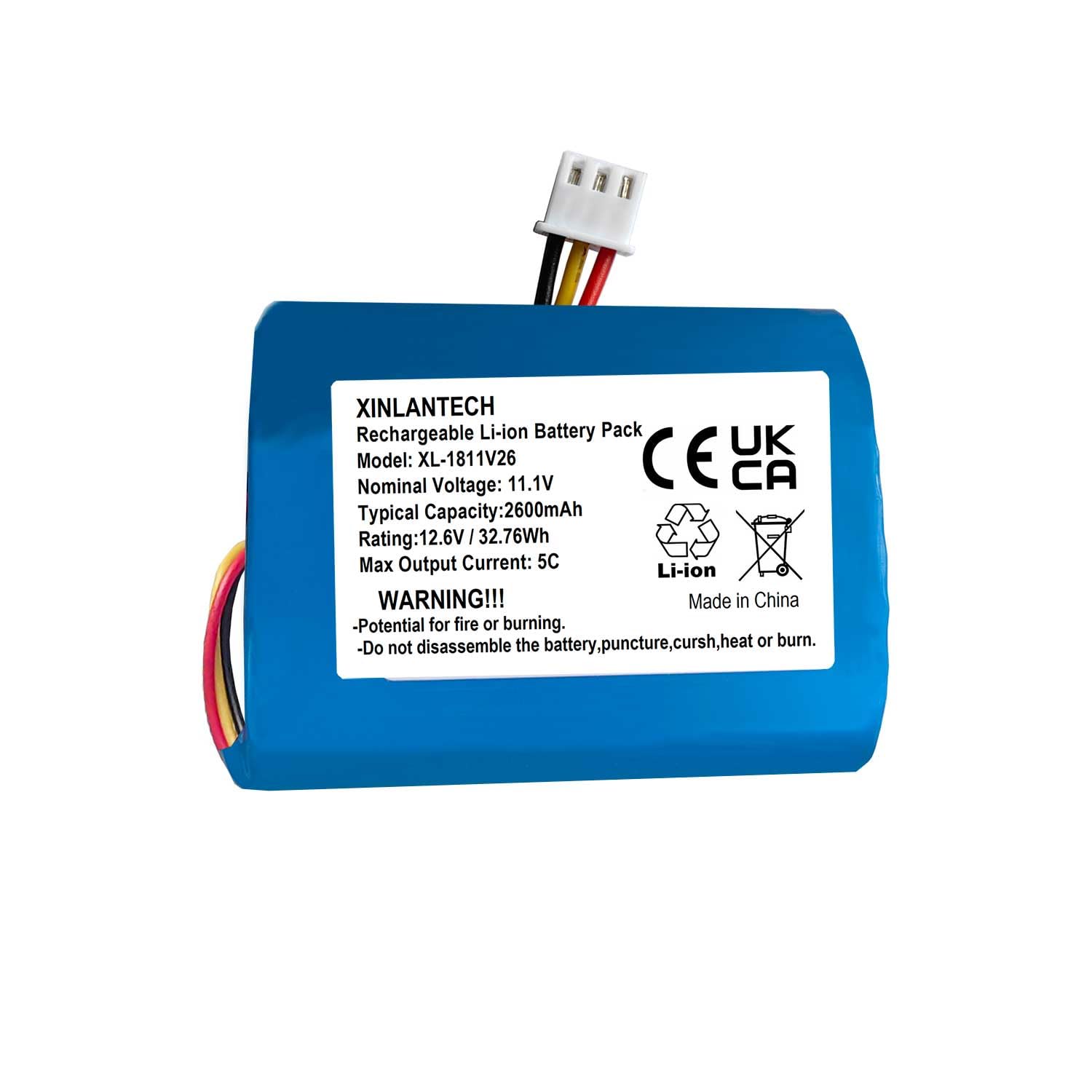 Kralux 11.1V 2600mAh Li-ion Rechargeable Battery Pack 3S1P With XH2.54 Connector - View #2