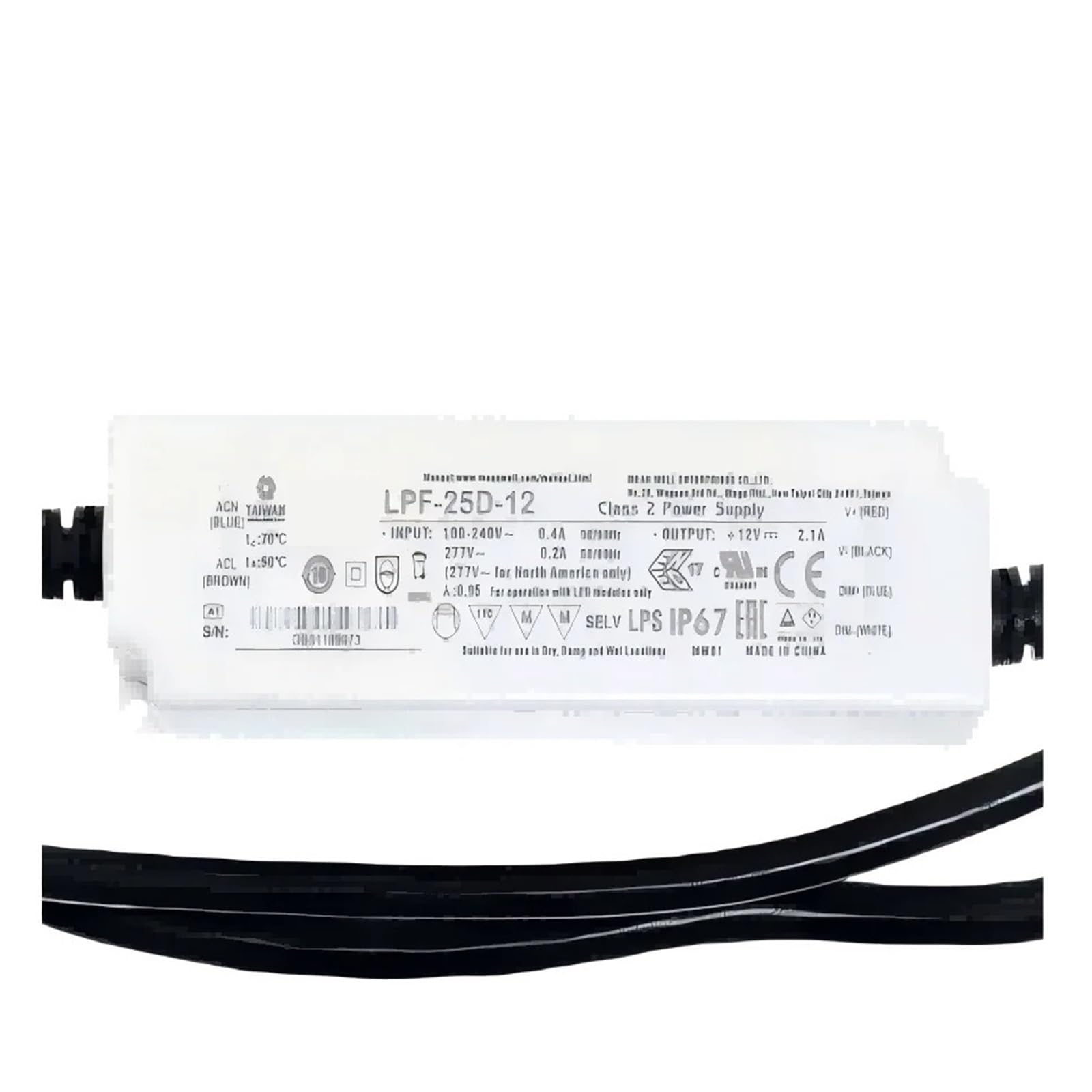 BRODEFUP 25W LED Driver LPF-25D-12V 15V 20V 24V 30V 36V 42V 48V 54V(LPF-25D-24)