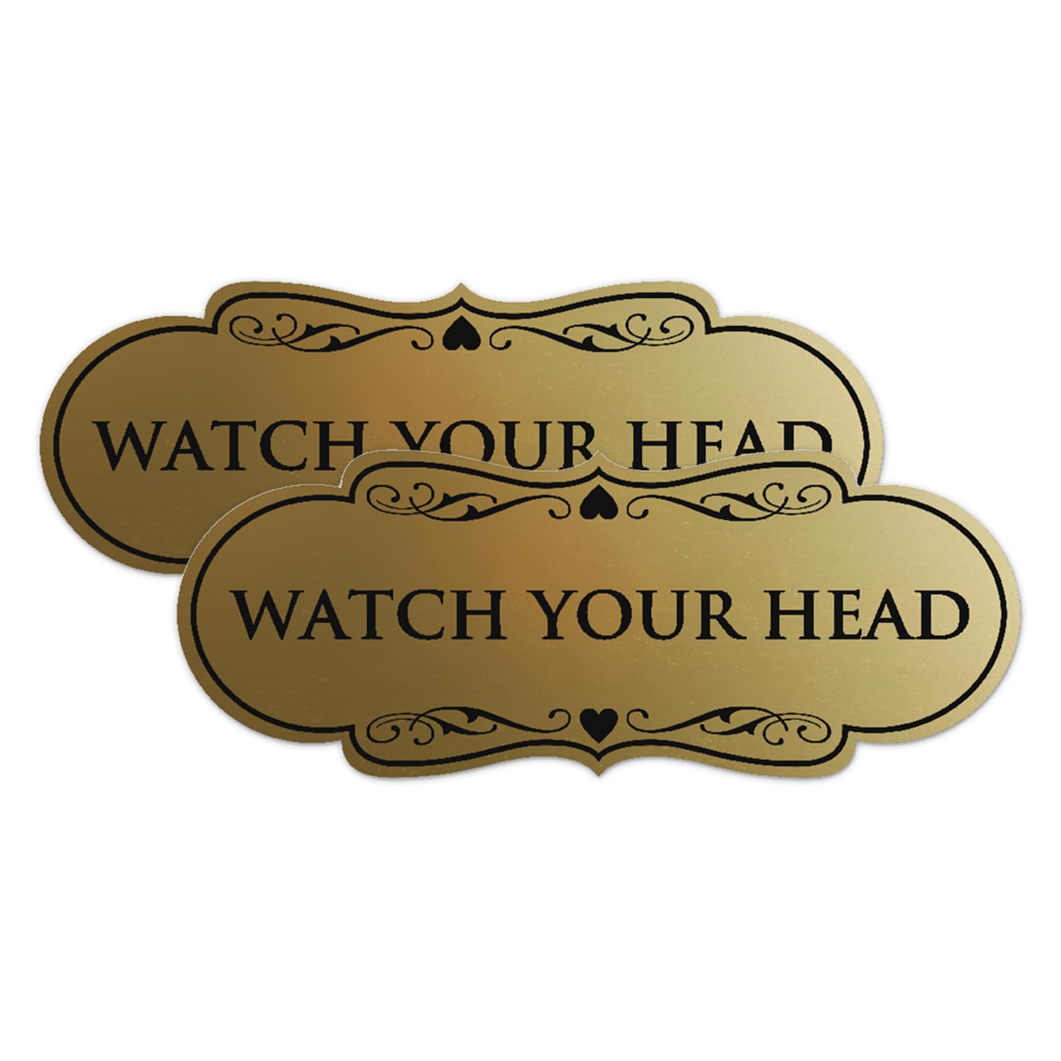 Signs ByLITA Designer Watch Your Head Sign - Easy Installation | Durable Material (Brushed Gold) - Medium 2 Pack