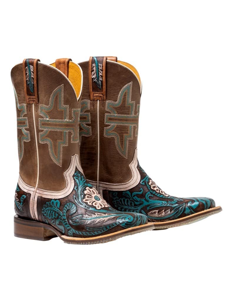 Tin Haul Women's Lone Flower Western Boot Broad Square Toe - 14-021-0007-1455 BR 8 M US