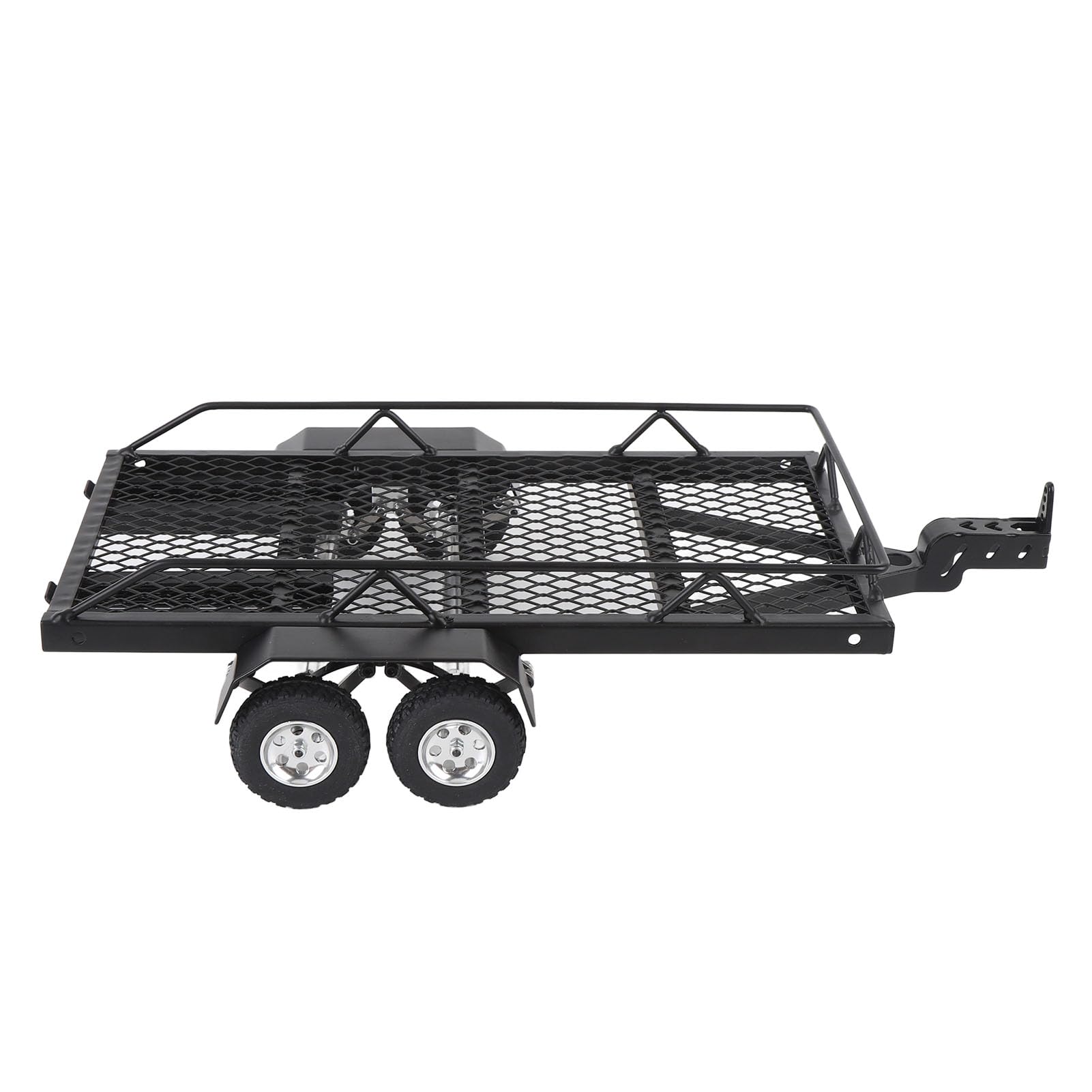 RC-Metall-Pritschenanhänger mit und Rampe, universeller Doppelachser, robuster Bausatz, Transportträger, Transportzubehör, Upgrade für 1/24 RC-Raupenwagen