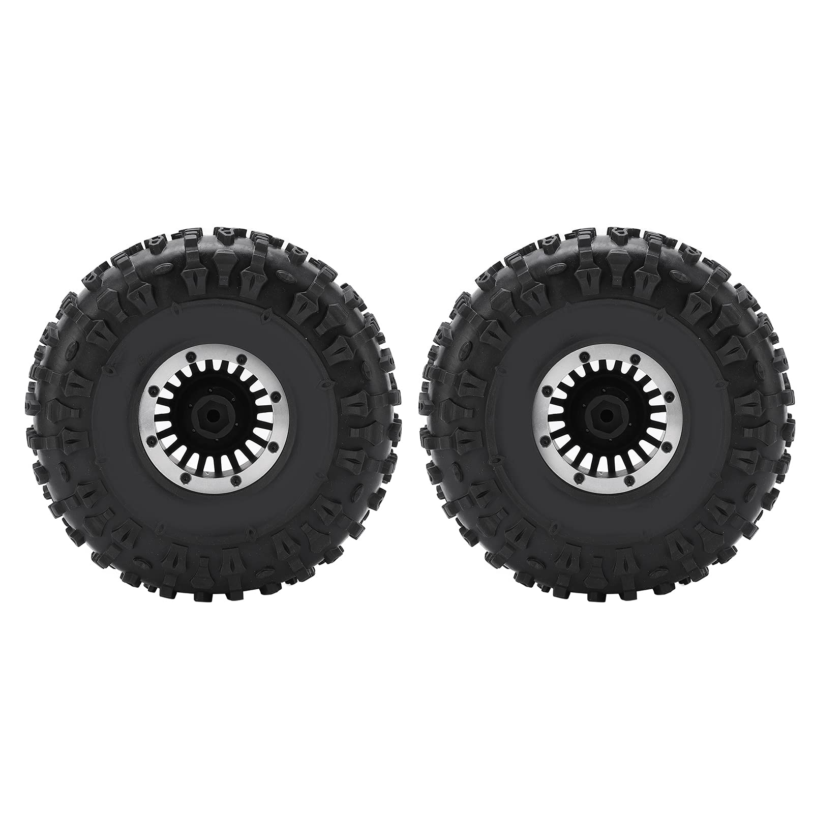 Timelli per auto telecomandate Auto Alluminio ruote in gomma in lega di gomma ad alte prestazioni forti impugnatura durevole per auto rc capra 1.9utb axi03004 rbx10 ryft 90048 (Nero)