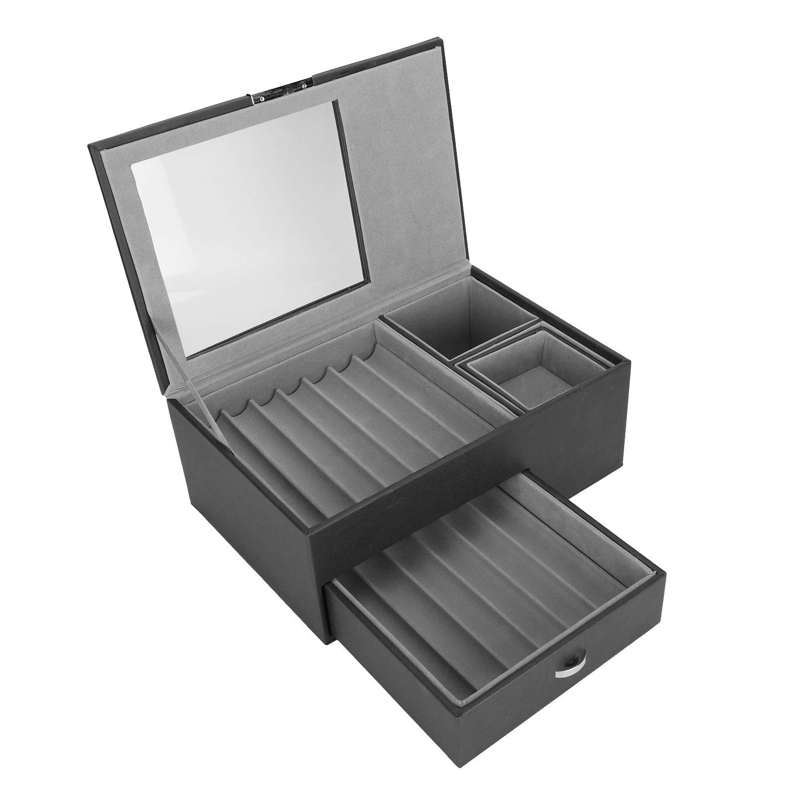 Scatola porta penne a doppio strato, astuccio per penne stilografiche in pelle PU, organizer per collezione di penne (Nera)