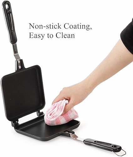 Miniatura 5 de Cididu Máquina de sándwiches calientes, tostadora de sándwich, estufa de gas, sartén antiadherente de doble cara para pan y queso, panqueques para