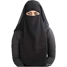 3-Layer Saudi Niqab for Women &ndash; Breathable Georgette, Full Face Veil, Adjustable &amp; Modest, All-Season Wear (1pc)