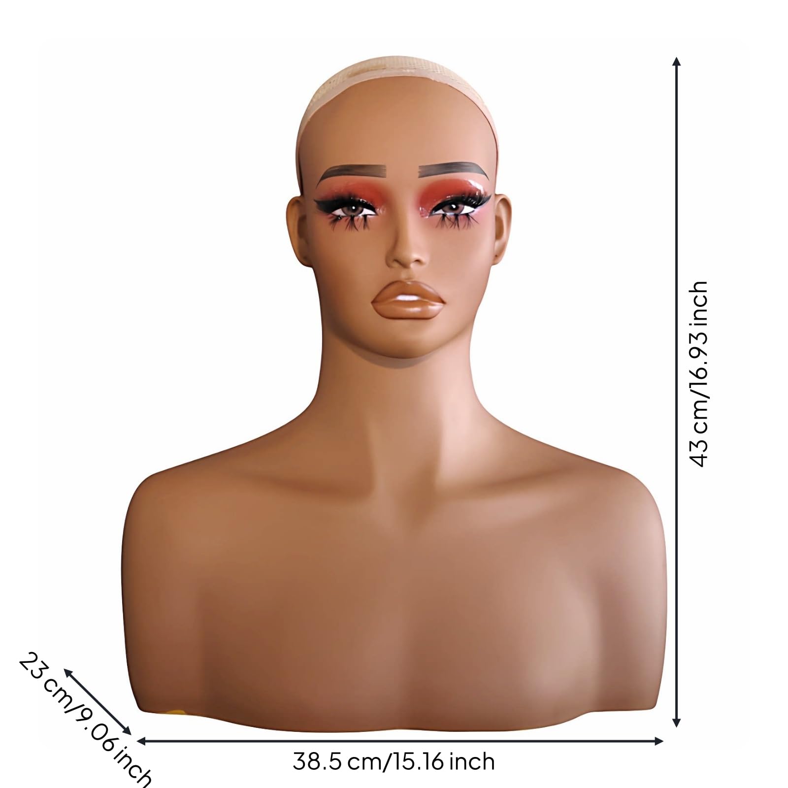 perfk Busto Expositor con Hombros Estable Busto Maniquí Cabeza Maniquí con Hombros para Peluquerías