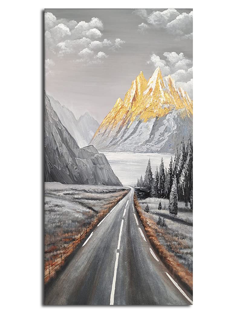 手書き油絵 山道（大）絵画 インテリア