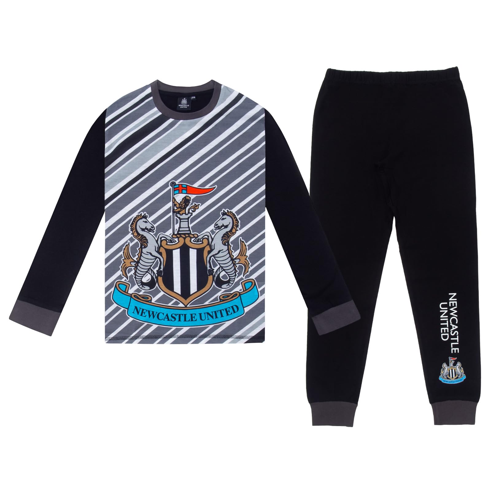 Newcastle United Boys Black Official Sublimation Long Pyjamas 11-12 Years