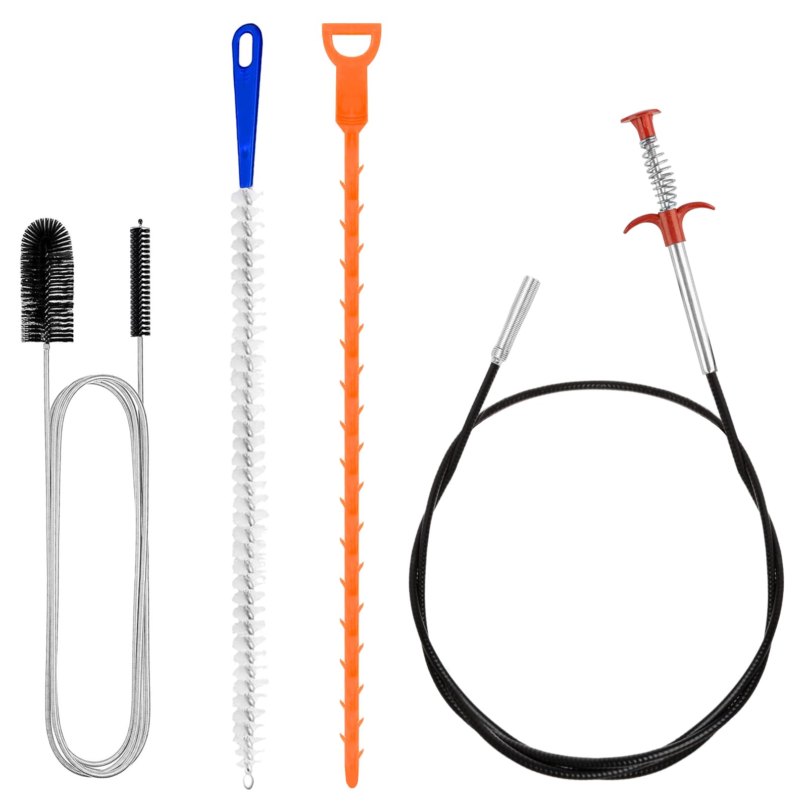 Redamancy 4 Stück Abflussreiniger Spirale, Drain Cleaner, Abflussreiniger Sticks, Abflussbürste, Flexible Reinigungsbürste, Verstopfungsentferner für Kanalisation, Küche, Bad, Dusche, Toilette