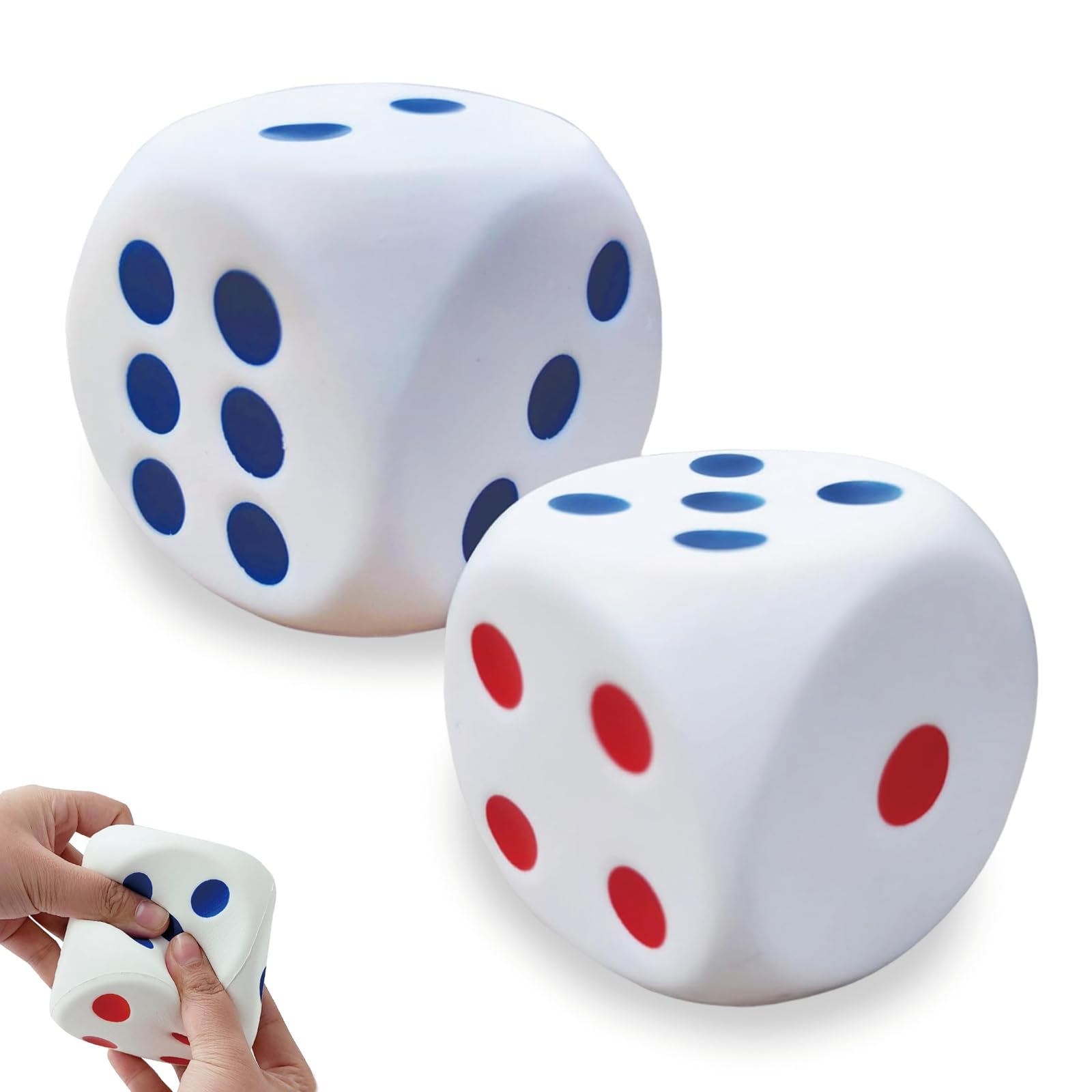 2 Pcs Giant 7cm Foam Dice – Jumbo Squishy Fidget Toys For Stress Relief, Math Games & Party Fun-354967