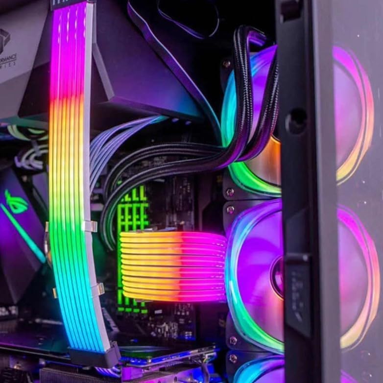 2 Pièces | Câble Extension Alimentation Néon ARGB pour Carte Mère ATX 24 Broches + Double Câble GPU à 8 Broches