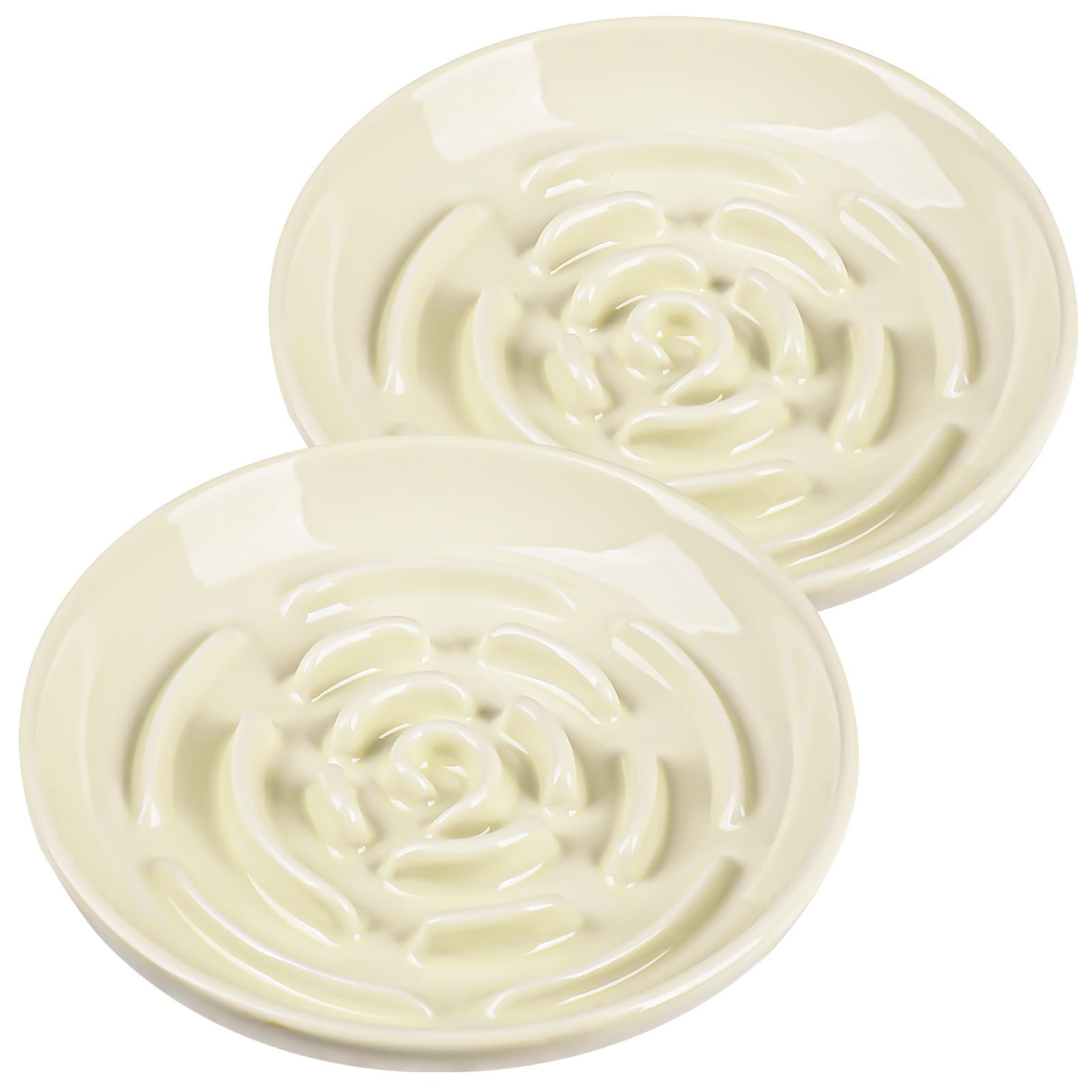 Slow Feeder Cat Bowl Set of 2, Ceramic Slow Feeding Cats Bowl Whisker Friendly, Anti Vomiting Cat Feeder for Dry and Wet Food，Fun Maze Interactive Bloat Stop Puzzle Bowls for Healthy Eating Diet