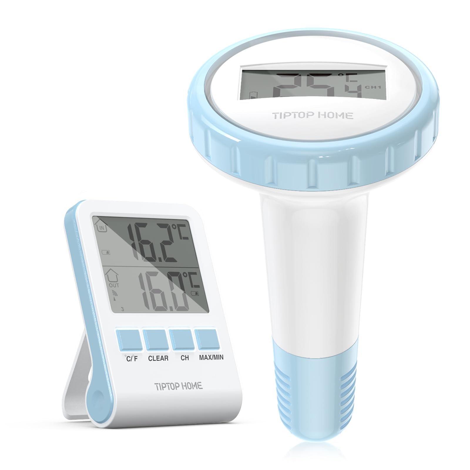 Pool-Thermometer, Kabelloses Schwimmendes Poolthermometer, Floating Pool Thermometer IP67 Wasserdicht mit Innentemperatur Feuchtigkeitsüberwachung für Schwimmbäder, Badewannen, Fischbecken, Teic