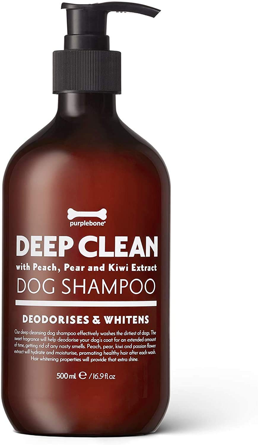 500 ملى - شامبو Purplebone للكلاب مع خُلاصة الخوخ، والكمثرى، والكيوي وزهرة الآلام للتنظيف عميق المفعول وللمساعدة بالتخلص الروائح الكريهة العالقةُ بشعرْ الكلاب المُتسخ