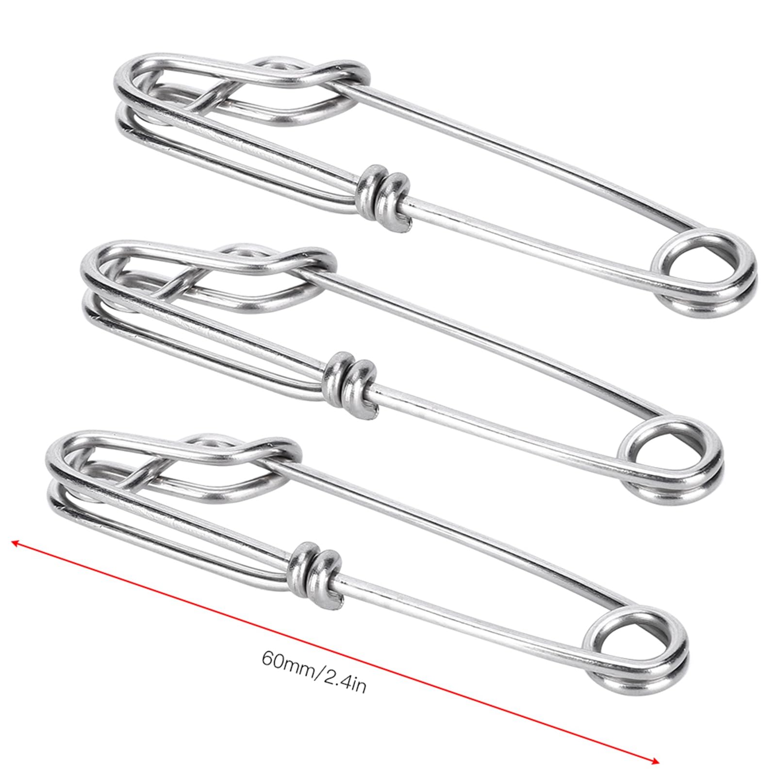 CYSFETENA Fishing Clips, 15Pcs Tuna Clips Stainless Steel Tuna Clips Fishing Sport Clip Snap Fishing Accessory Fishing Tackle Fishing Swivel Snap Clips for Long Line Tuna Fishing