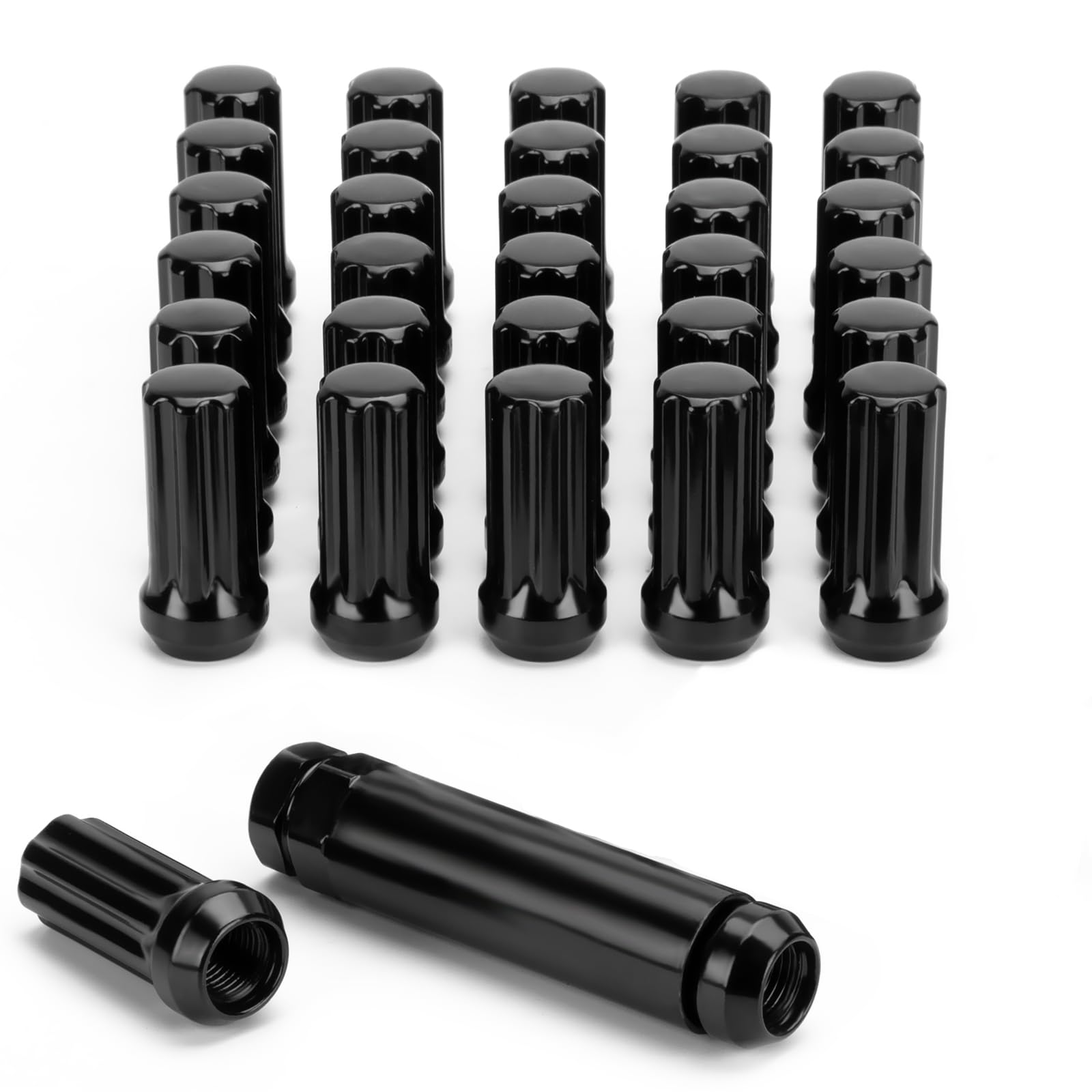 32PCS 9/16-18 Lug Nuts with 2 Socket Keys, 2inch Tall 7 Spline 9/16"x18 Bulge Acorn Lug Nuts for 2002-2010 Dodge Ram 1500 1994-2010 Dodge Ram 2500 3500 1988-1996 F250 F350 Wheel Accessories Lug Nuts