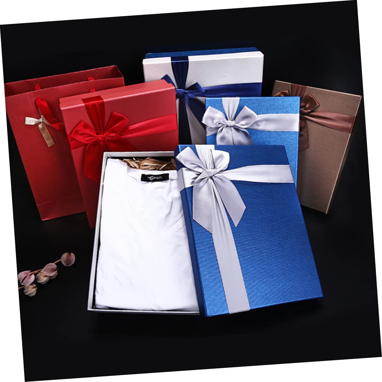 SOLUSTRE 3stücke Rechteckige Geschenkboxen Aus Pappe Für Kleidung Schals Und Shirts Mit Goldener Basis Und Kaffee-lid Für Geburtstagsgeschenke s