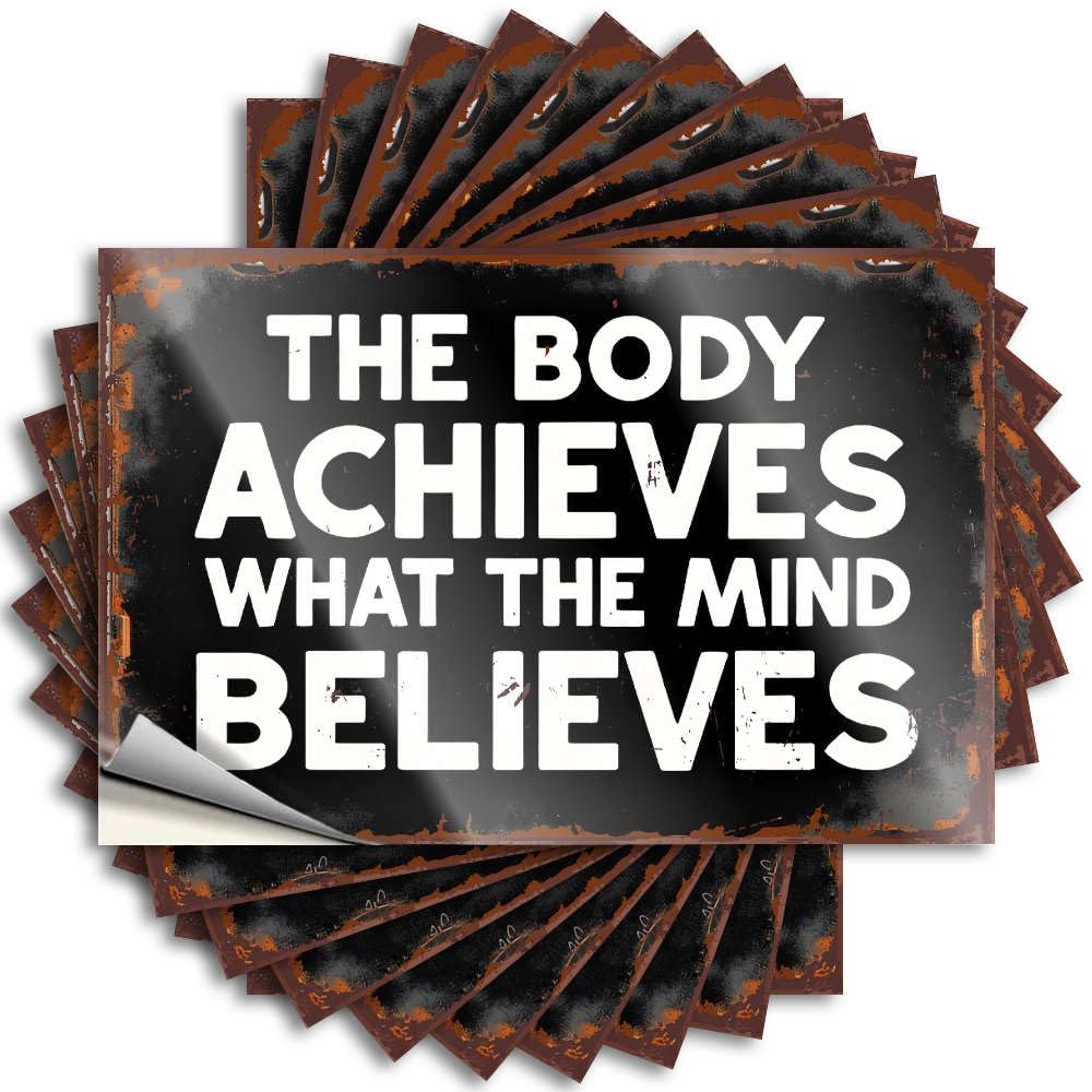 Vintage Bar Decor Autumn Sticker - The Body Achieves What The Mind Believes. Removable Decal Door Easy Peel for Science(8X12CM)