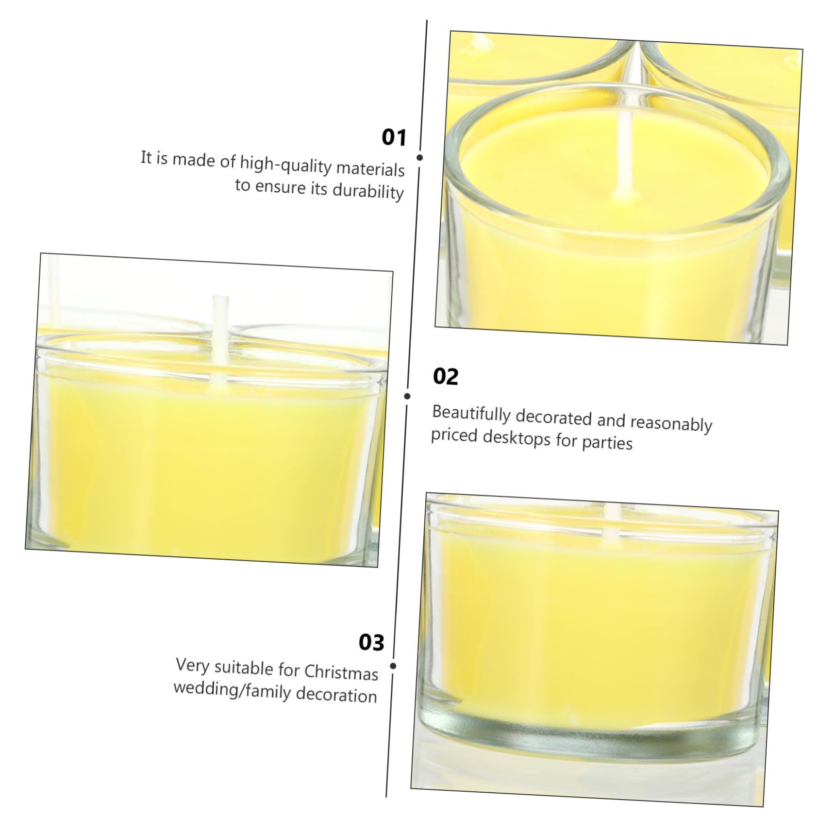 Vela Aromática en Vaso de Vidrio, 3 Unidades, Amarillo | Parafina, Frescura del Aire y Relajación, Idea para Cumpleaños y Obsequio