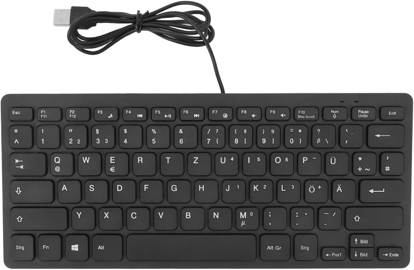 78 Keys Language Ultra Thin Keyboard, USB Wired Compact Keyboard for English Bilingual Users, Quiet and Compact Keyboard for Computer (German QWETZ Layout)