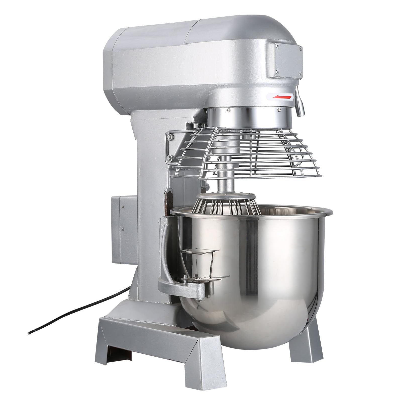 VEVOR Teigknetmaschine Küchenmaschine, 15 Qt Edelstahl Teigmixer, 600 W, einstellbar (130/233/414 U/min), inkl. Edelstahlschüssel, Knethaken, Schneebesen, Rührbesen, ideal für Bäckereien, Restaurants