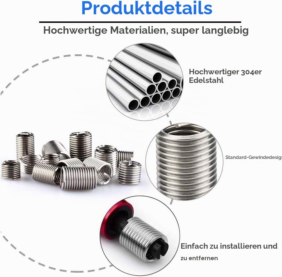 Helicoil Reparatur-Gewindeeinsatz 5/16 UNF X 1,5D – 10 Stück, Edelstahl, Zur Gewindereparatur & Verstärkung Helicoil Reparatur-Gewindeeinsatz 5/16 UNF X 1,5D – 10 Stück, Edelstahl, Zur Gewindereparatur & Verstärkung