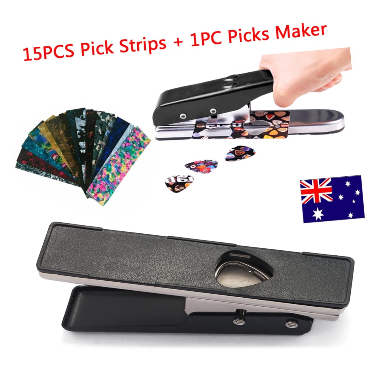 R26 Punch per Plettri Chitarra Professionale, Nero | Pvc e Carte Hotel, Taglio Preciso di Derlin e Abs Fino a 1mm, Base in Plastica