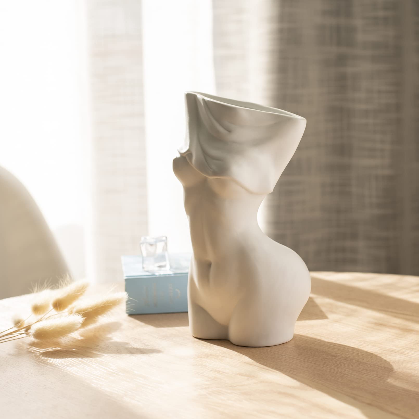 AETVRNI Female Body Vase for Boho Home Decor centerpieces White Ceramic Butt Vase for Bathroom Decor,A