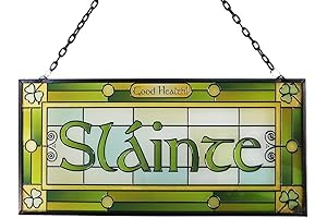 Royal Tara Slainte Stained Glass Irish Charm and Cheers Rectangle Decor