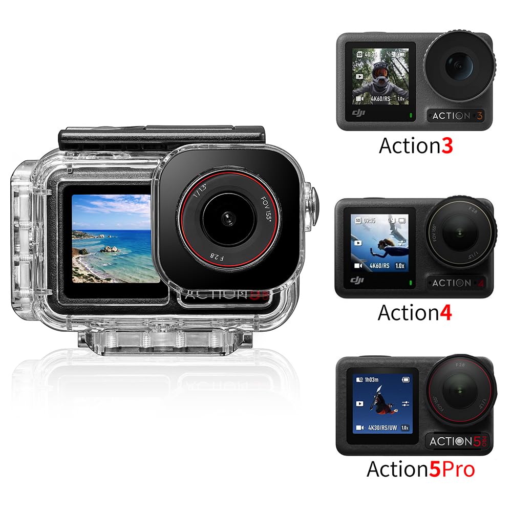 60 m wasserdichtes Gehäuse für DJI Osmo Action 5Pro 4 3, Tauchhülle für Action-Kamera, Ski, Surfen, Schwimmen, Unterwasserschutz